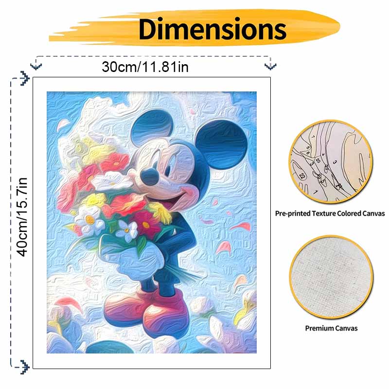 Disney Mickey Flower Bouquet Paint By Number Kit Drawing Canvas DIY Picture Home Decor Art Craft Wall Decoration Gift For Living Room