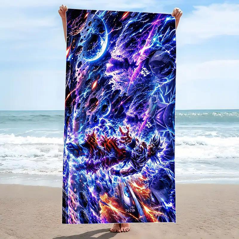 Goku Anime Print Beach Towel, Large Soft Quick Dry Towel for Beach Camping Swimming