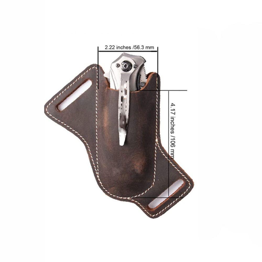 Cowhide/Leather Fold Knife Tool 106*56.3mm Leather Sheath Holder Flashlight Case  Outdoor Equipment