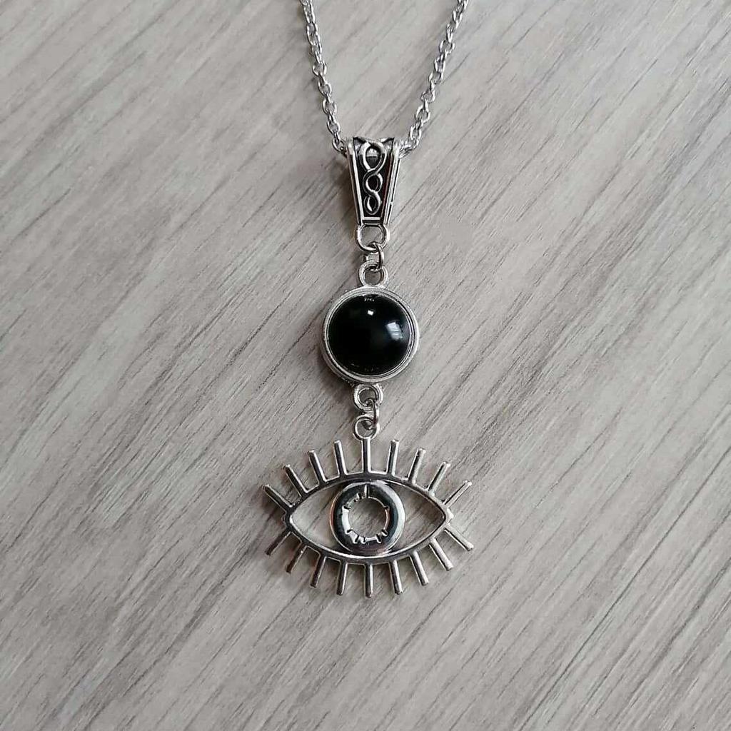 Готическая серебристая полая подвеска-ожерелье с кельтским узлом и натуральным камнем для женщин и мужчин, Хэллоуин, языческая колдовская бижутерия