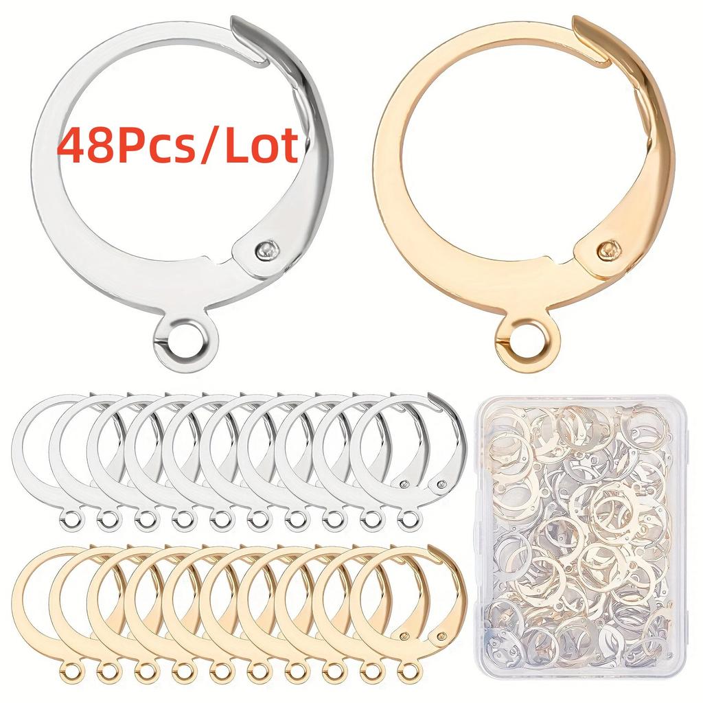1 Box 18/48/90Pcs Earring Findings Kit Leverback Earring Hooks Hypoallergenic Huggie Lever Back Ear Wires for Jewelry Making Kit