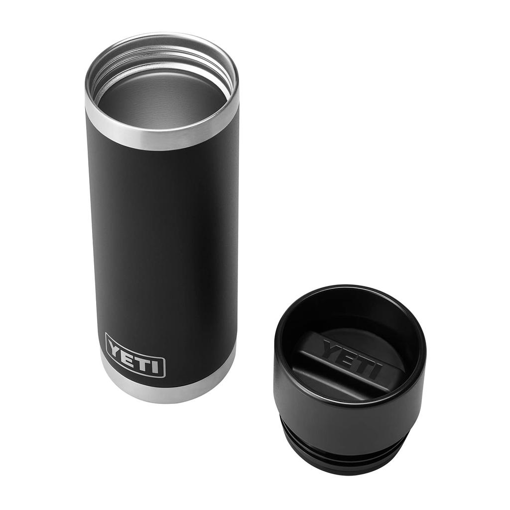 YETI Rambler 18 Bottle, Stainless Steel, Vacuum Insulated, with Hot Shot Cap, Black