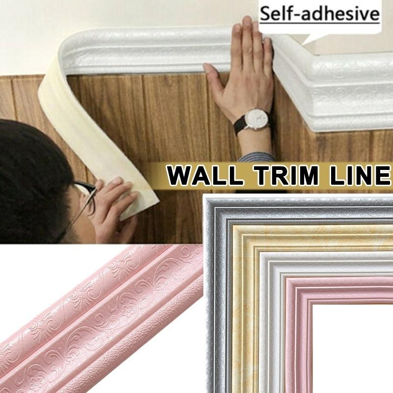 3D Self-adhesive Strip Wall Decoration Foam Frame Strip with Adhesive Waist Line Wallpaper Waterproo