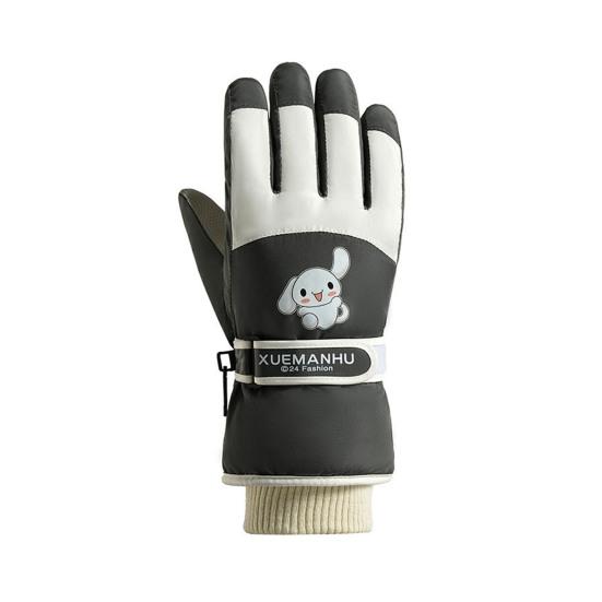 Детские лыжные перчатки для холодной погоды, сноубординга, катания на санях, ветрозащитные бархатные теплые варежки с сенсорным экраном