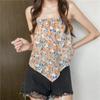 Свободный летний стильный жилет с небольшим ремешком, женская внутренняя одежда с цветочным дизайном, модная верхняя одежда в стиле ретро, ​​длина полиэфирной ткани