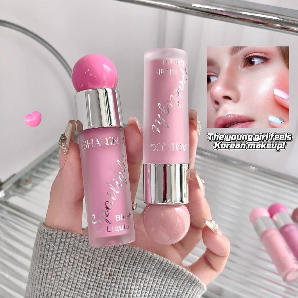 SHAQINUO Сияющие жидкие румяна и хайлайтер дуо 12ч сияние росы Легкий водно-гелевый Наслаиваемый Зеркало