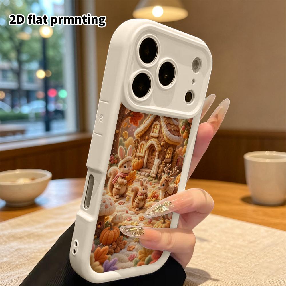 Phone Case: 2D flat, fits iPhone 18 17 16 15 14 13 12Pro protective case, autumn forest cabin, perfect Christmas and Halloween holiday gift