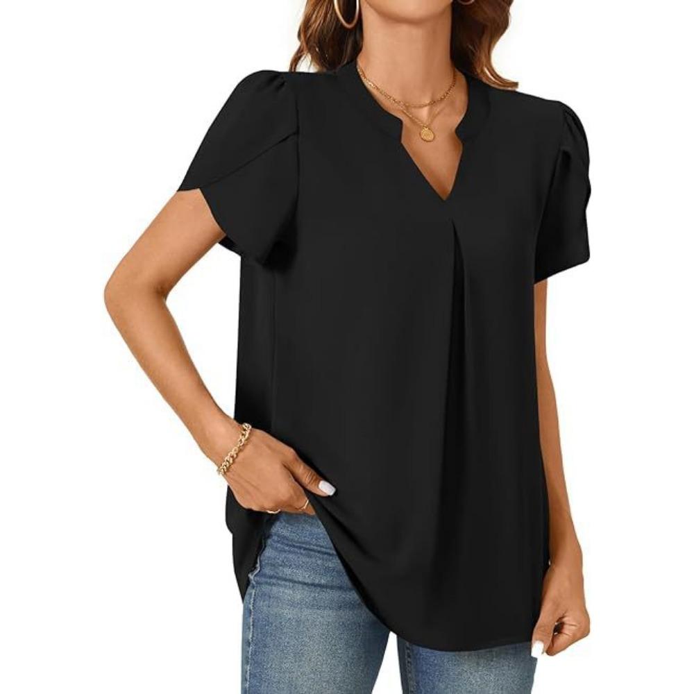 Women's Summer Fashion Simple V- Neck Blouse Shirt