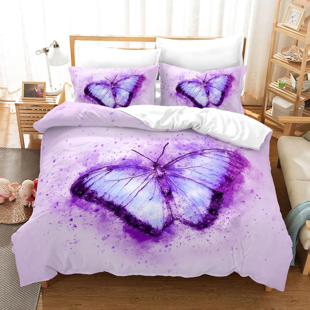 Butterfly Quilt Cover, Bed Sheet Pillowcase, Bed Hat Three-Piece Set, Four-Piece Set, Digital Printing