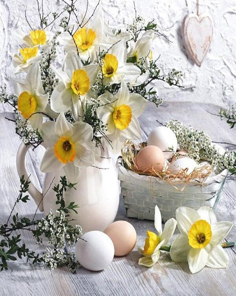 RUOPOTY Painting By Numbers Daisy Unique Gift DIY Frame HandPainted Wall Art Paint By Number Flower For Living Room