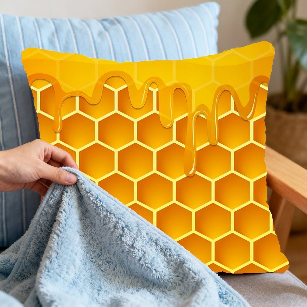 Наволочка с графикой пчелы и буквы, чехол для подушки, полиэстеровая наволочка, декоративная наволочка для диванной подушки, домашний декор