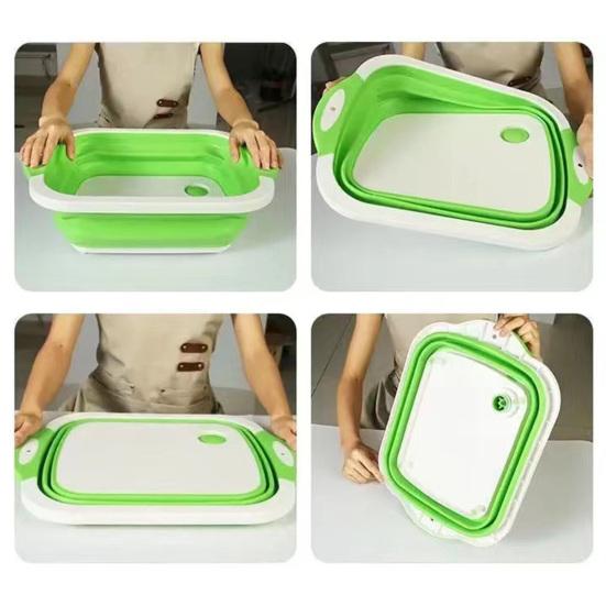 Folding Cutting Board with Deep Groove Design Anti-mildew Non-slip Easy To Clean Multifunctional Drainer Basket