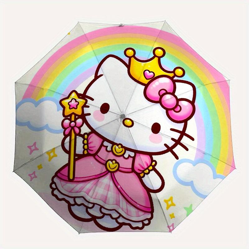 1pc Hello Kitty,Princess Automatic Umbrella-Foldable, Durable 8-Bone Design, Compact and Stylish, Great for Camping, Halloween, Christmas, M