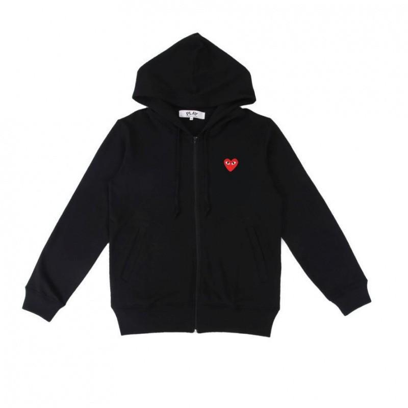 CDGplay Hoodie Couples Winter Heart Print Stand Collar Zip Sweatshirt Men Women