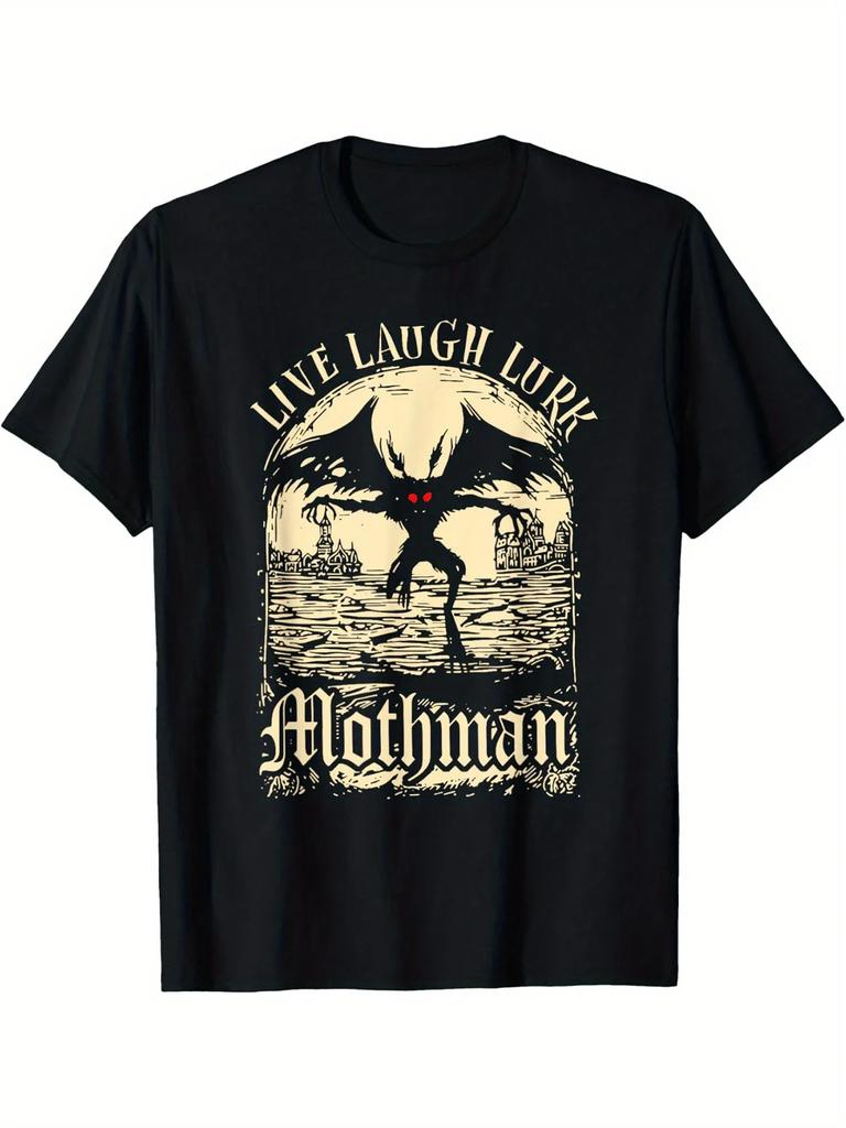 MothUnisex Live Laugh Lurk Graphic TShirt Unisexs Round Neck Short Sleeve Casual Tee