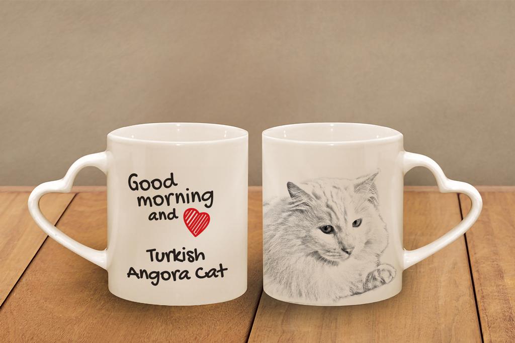 Turkish Angora - cat mug, adorable heart-shaped handle mug, universal gift from Art-Dog brand