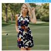 Womens Summer Floral Print Golf Skort With Zipper Sleeveless Collar Design Outdoor Sports