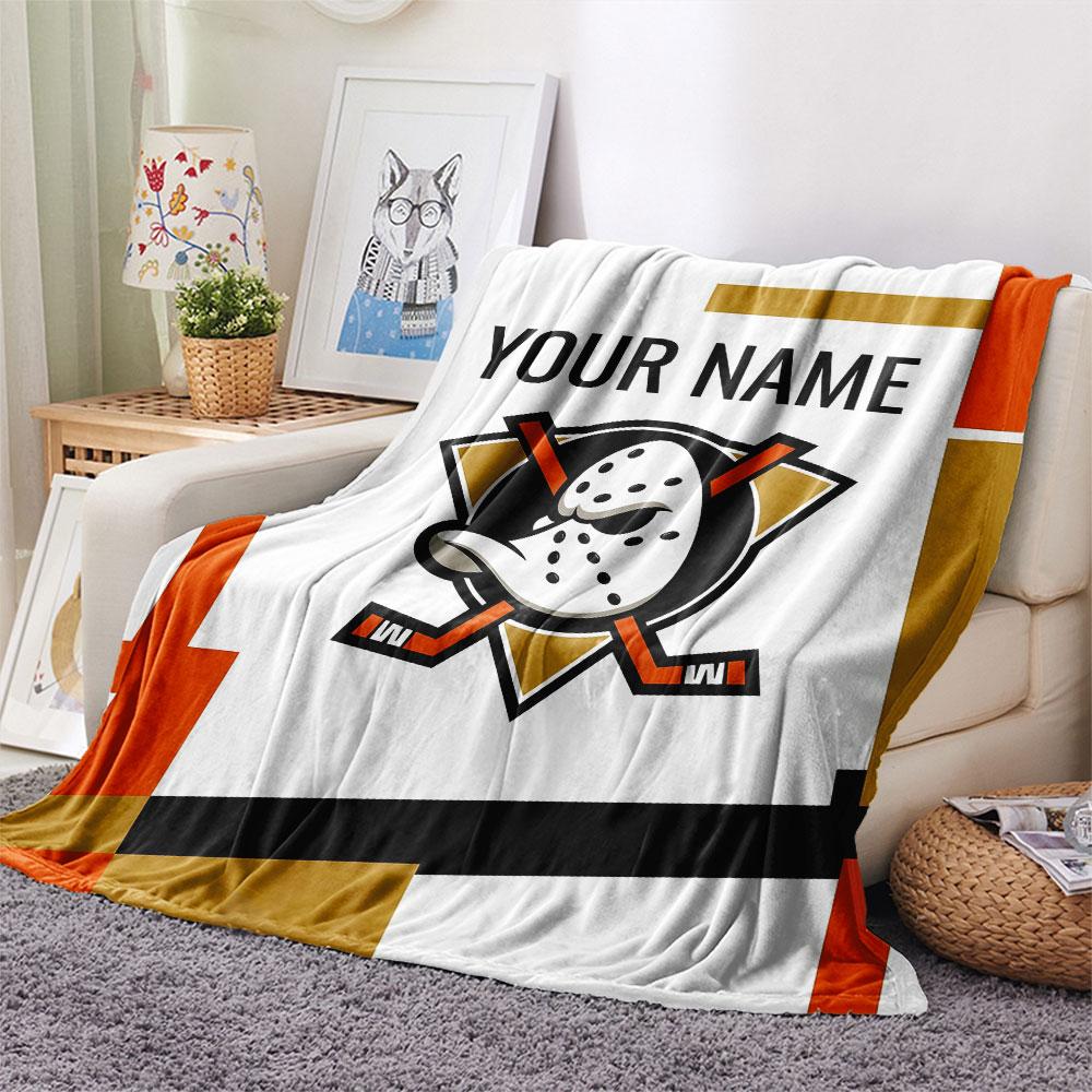 Custom Name,Anaheim Ducks Printed Flannel Blanket, soft throw for bedroom sofa, washable, Christmas present, great gift.
