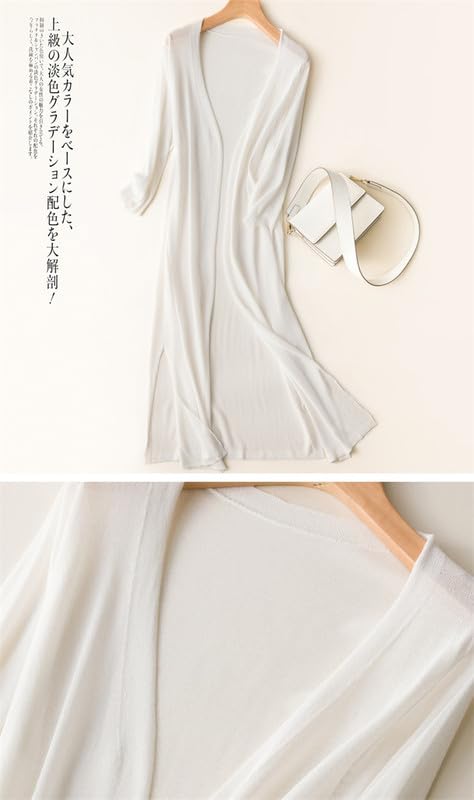 САРАДЕМУНТ Длинный трикотажный кардиган для кондиционирования воздуха с УФ-защитой, однотонный, идеально подходит для офиса, женский кардиган, защита, защита, разрез, стройнящий, стильный, легкий, рукав 3/4