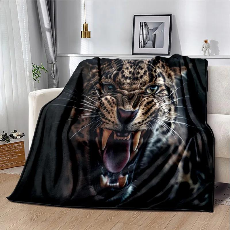 Plush Fleece Beast Animal Roses and Leopard Cheetah Throw Blanket Home Bedroom Bed Sofa Picnic Travel Cover Kid Soft Blanket