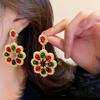 Ретро Этнические Цветочные Висячие Серьги со Стразами, Французский Стиль Разноцветные Кристальные Украшения для Женщин