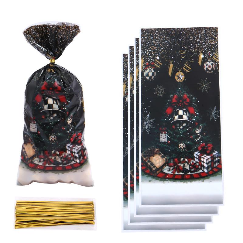 50/100Pcs Christmas Gift Bags Christmas Decorations For Home 2025 Xmas Gifts New Year 2026 Santa Claus Snowman Packaging Bags
