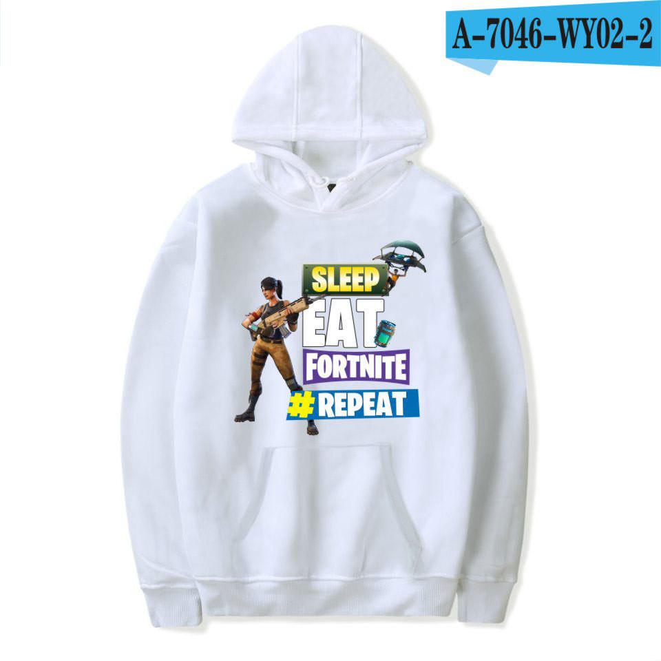 Printed Game Fortnite Sleep Eat Fortnite Repeat Casual Long Sleeve Hoodie Cotton
