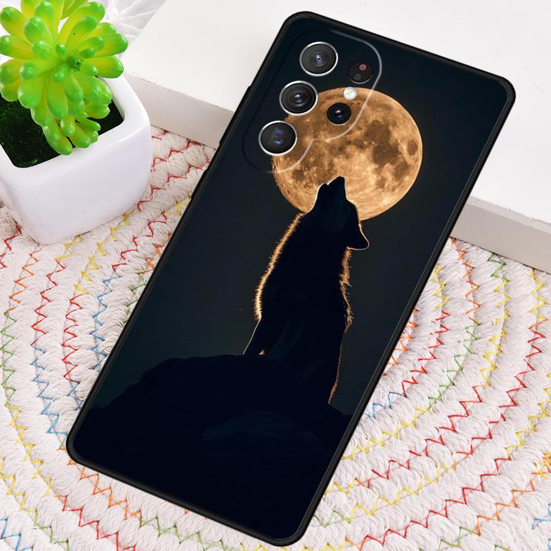 Силиконовый чехол для телефона Samsung Galaxy note 10 pro S26 S25 S24 S23 S22 S21 Plus S25Ultra с принтом 'Воющий волк на луне' Чехол