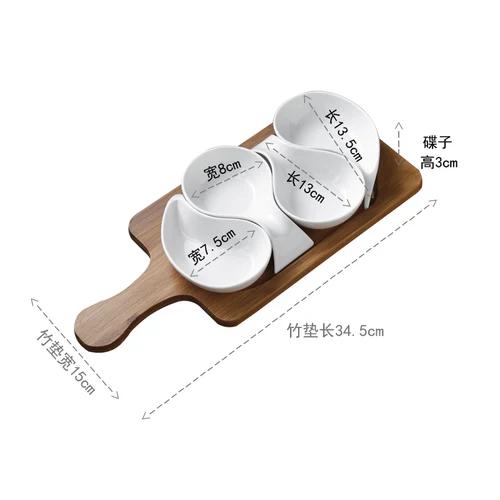 Ceramic Plate Fruit Salad Bowl Wooden Tray Japanese Tableware Kitchen Cooking Tools Home Baking Dish Sauce