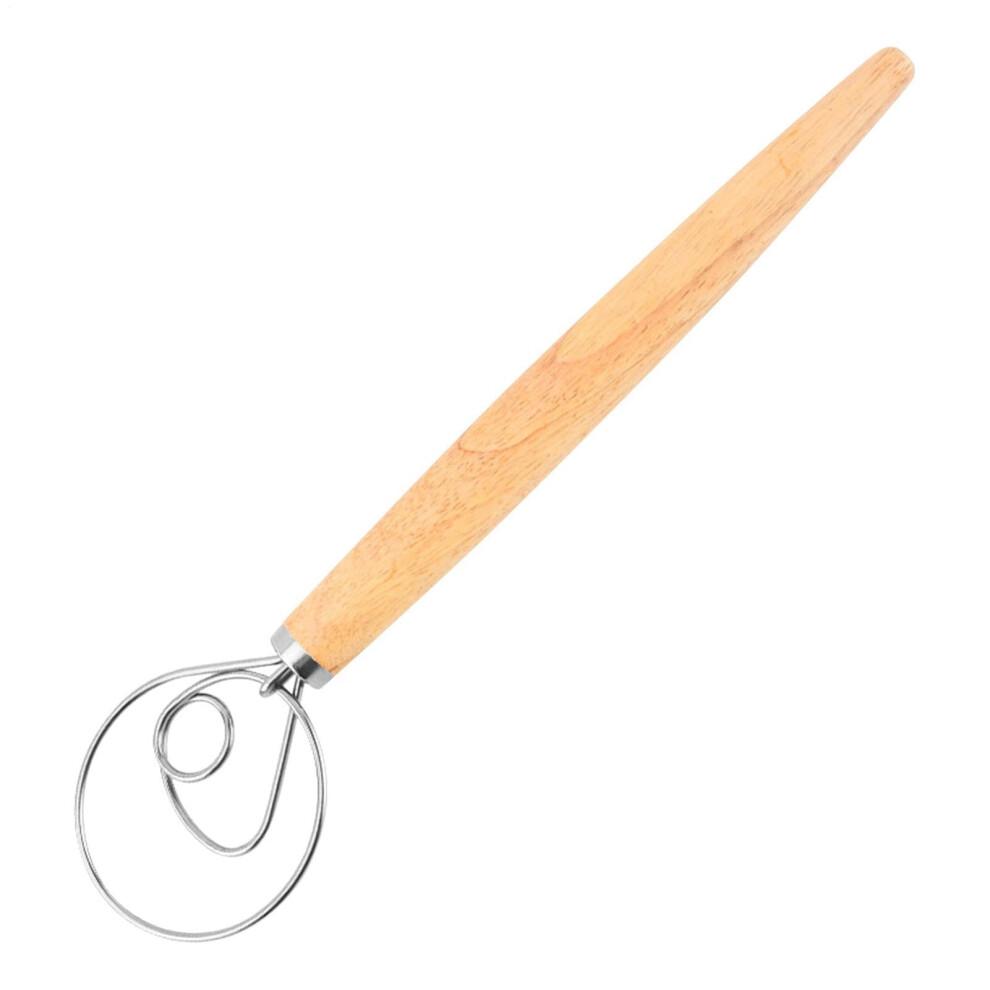 Danish Dough Hook Stainless Steel with Wooden Handle for Kitchen Mixer, Ideal for Sourdough, Pastries, and Pizza Dough Kneading