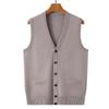 Men's 100% Pure Wool Thick V-Neck Cardigan Vest