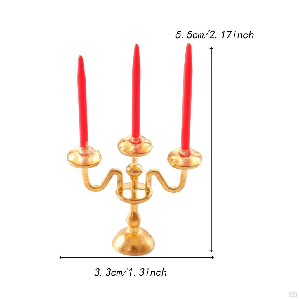 1/12 Dollhouse Candle Holder Doll House Candlestick Ornament Cute Miniature Model for Cabinet Table