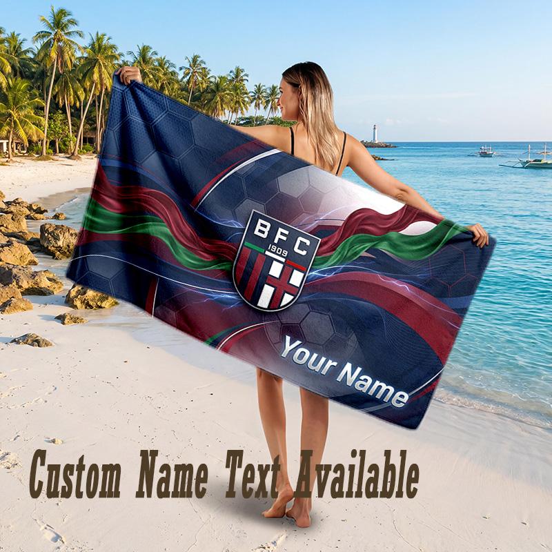 Bologna FC Design Beach Towel Custom Text Large Towel for Beach Vacation