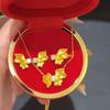 Вьетнамский Песчаное Золото Османтус Циркон Набор Ювелирных Изделий: Позолоченное колье, серьги-гвоздики и кольцо для женщин - Идеальный подарок на день рождения