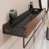 Mid-Century Modern Wall Mounted Organizer Walnut Finish Bathroom Storage Rack  Vanity