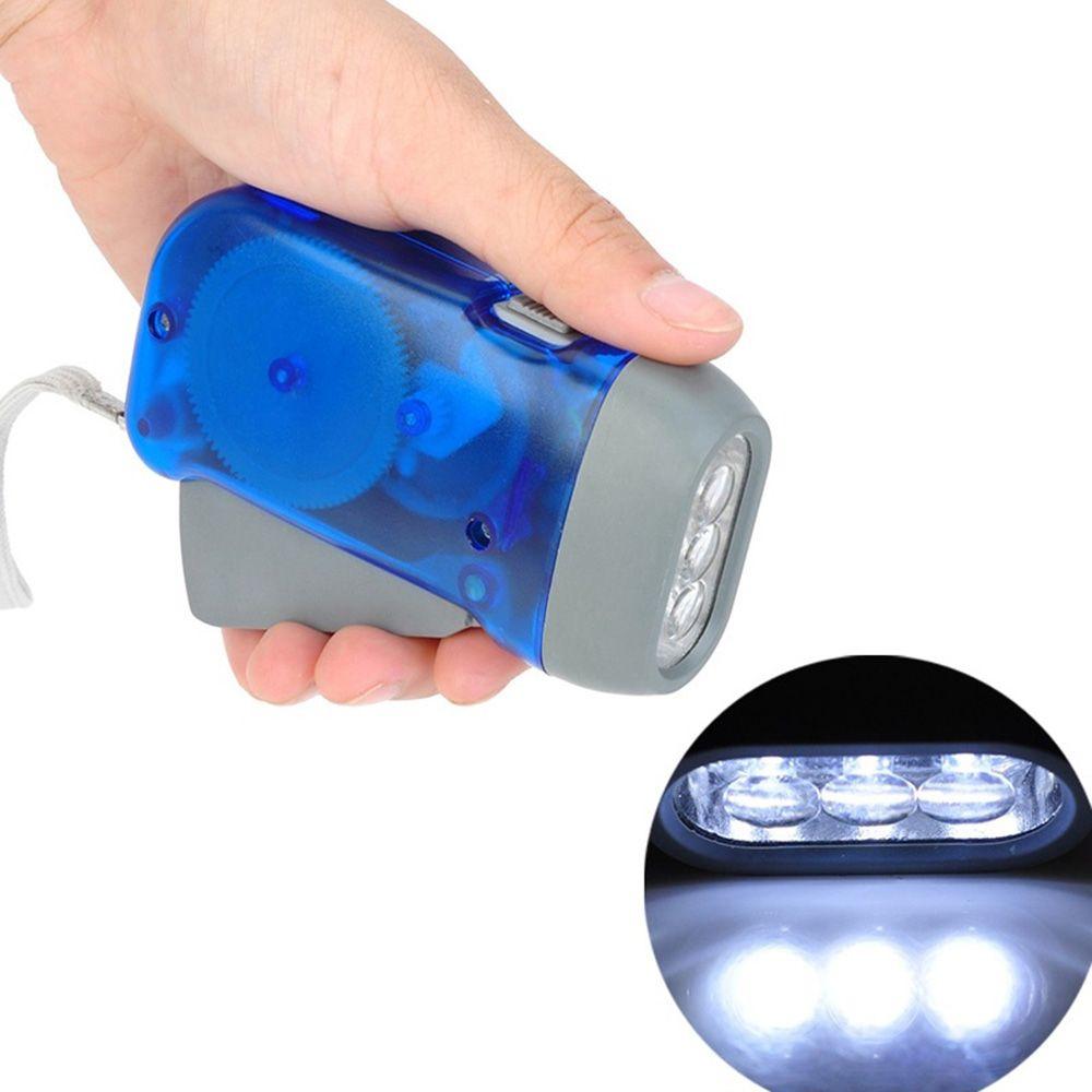 Adjustable Battery New Blue Hiking Dynamo Light Powered Torches Flashlight Torch Hand Pressing LED