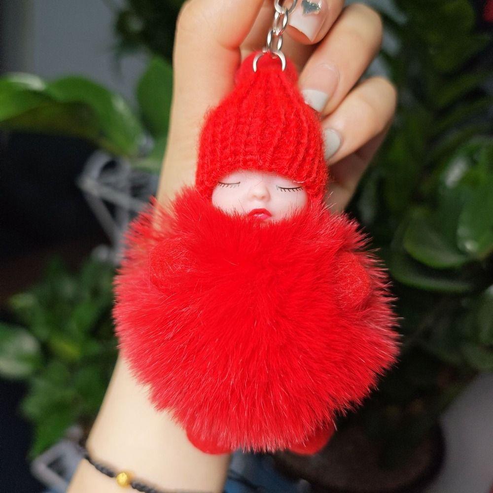 Однотонный брелок для ключей «Спящий ребенок», вязаная шапка, брелок с помпоном для сна, дети