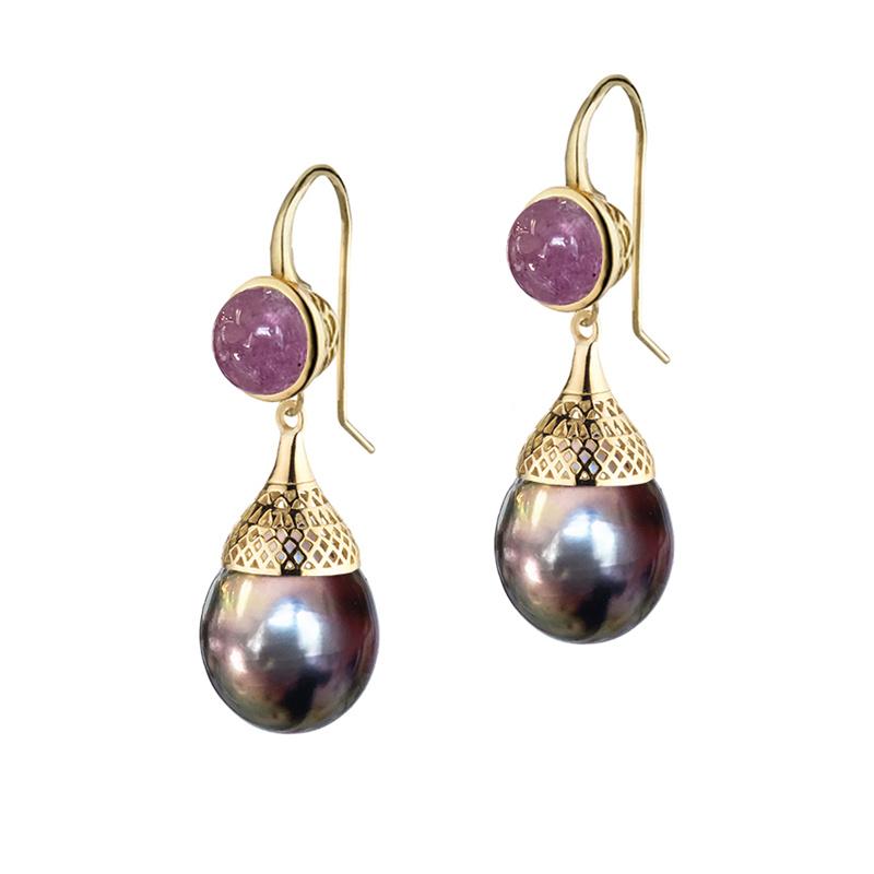Exquisite Round Pink Stone Earrings For Women Trendy Jewelry Classic Drop -Shaped Imitation Pearls Dangle Earrings