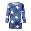 Women's Fashion Casual Round Neck 3/4 Sleeve Loose Independence Day Printed T-Shirt Ladies Top