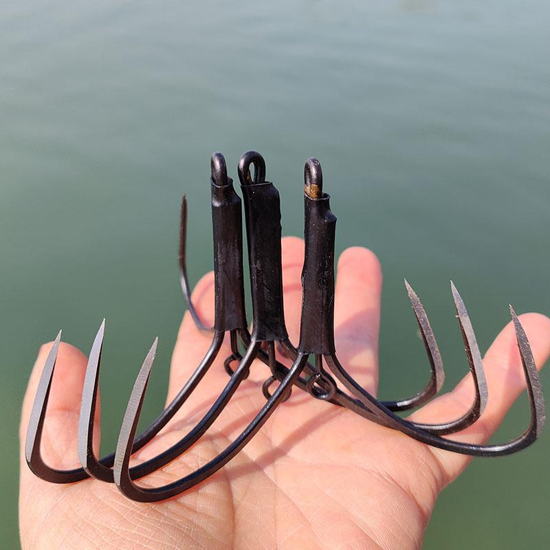 Рыболовный крючок Тройные якорьные крючки, Три крючка, Верхнее и нижнее кольца, Двойные кольца, Острые и быстро пробивающие чешую треугольные якорьные крючки
