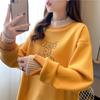 Fashionable Women's False Two Pieces  Winter Warm Fleece Loose Thickened Half-high Neck Sweater Coat