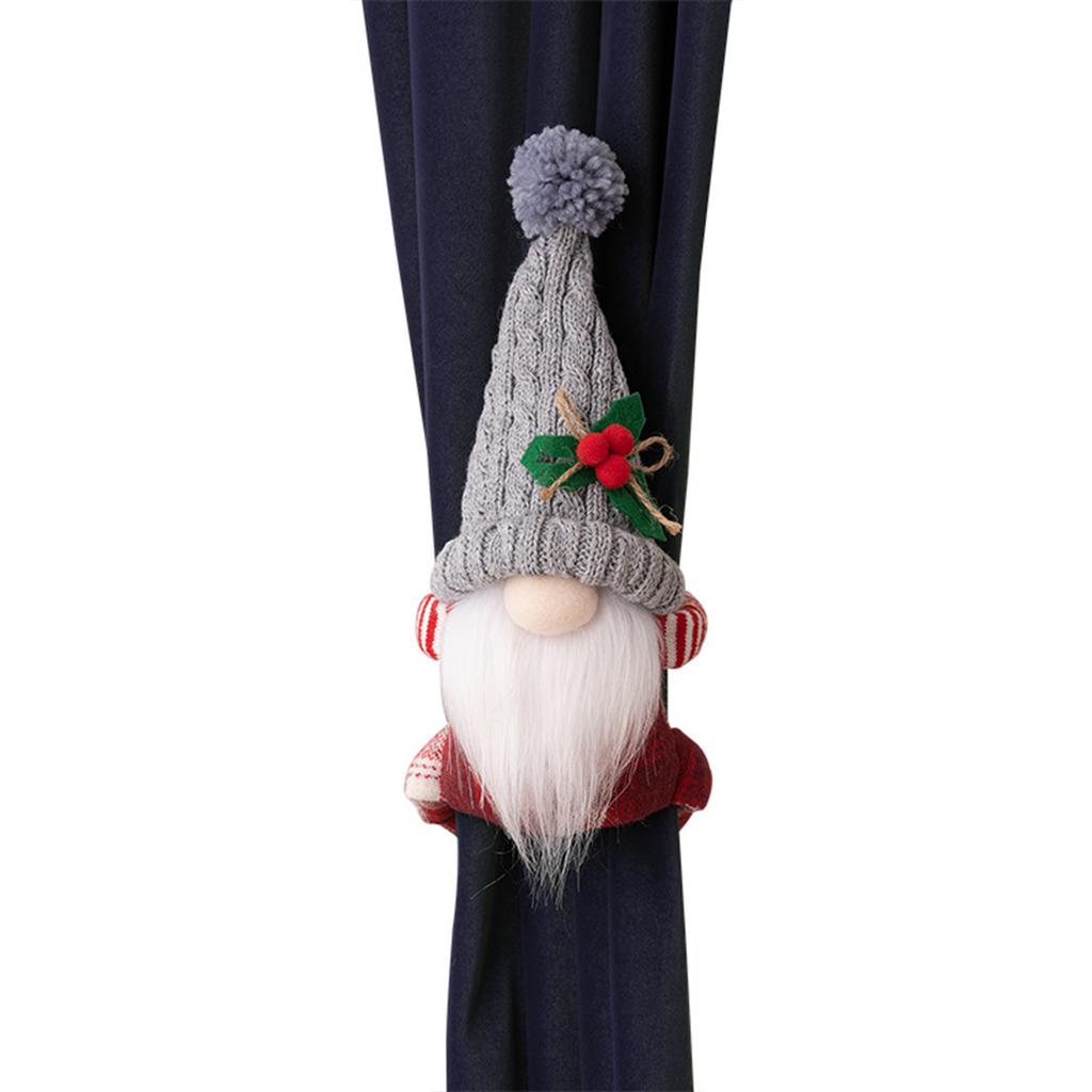 Christmas Curtain Tieback Hold Back Fastener With Magic Sticker Cute Rudolf Faceless Doll Curtain Buckle For Home Office Window