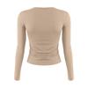 Women's Fashion Solid Colour Round Neck Long Sleeve T-Shirt Top