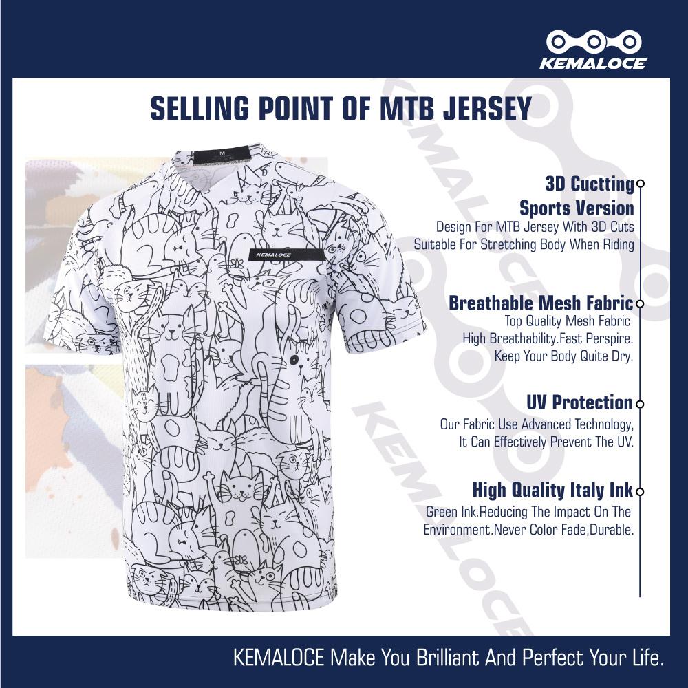 KEMALOCE Полиэстер унисекс MTB трикотаж белый Bmx трикотажные изделия профессиональный дышащий короткий рукав горный велосипед трикотаж