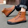 Осенние мужские новые стильные британские ретро спортивные повседневные кожаные ботинки зимние высокие нескользящие рабочие ботинки