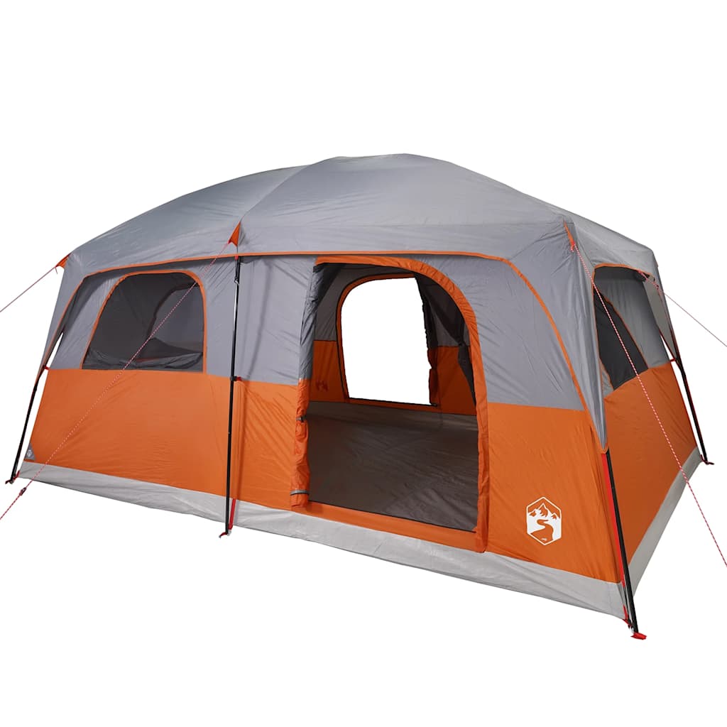 8 Person Family Tent Gray and Orange Waterproof