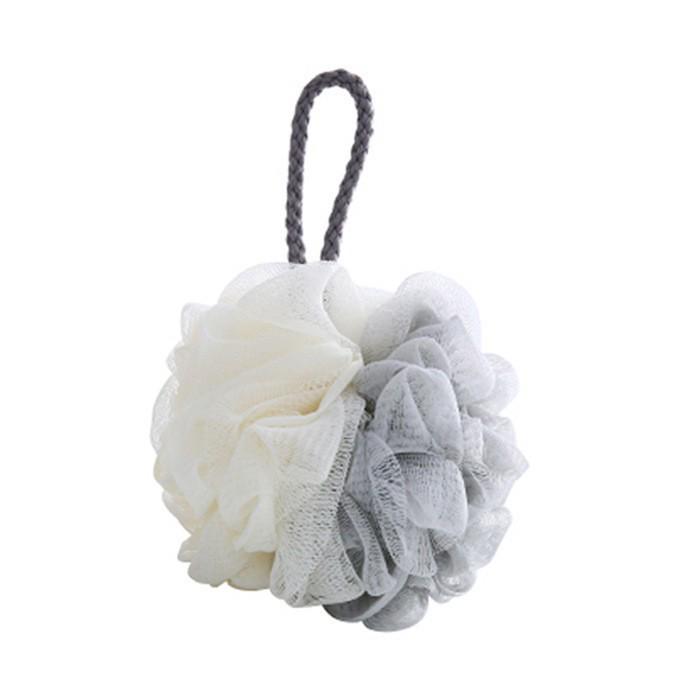 Two-Tone Shower Ball with Lanyard: Soft, Thickened Bath Flower for Rich Lather and Back Scrubbing.