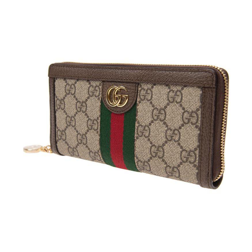 GUCCI Ophidia Canvas With Leather Wallet Unisex Ebony/Brown 523154-96IWG-8745