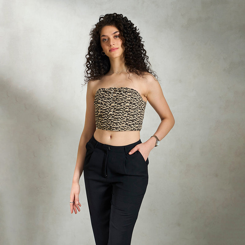 Virgio Women Croped Length Na Fitted Fit Straight Top