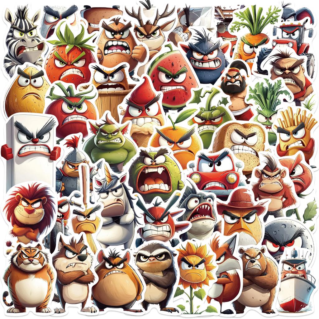 50pcs Cartoon Cute Horrible Animals Stickers For Laptop Scrapbook Skateboard Refrigerator Guitar DIY Aesthetic Stickers Decals